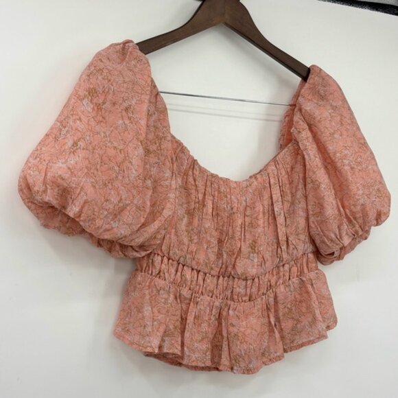 ASTR the Label Theron Botanical Puff Sleeve Smocked Top Size Small - Picture 6 of 13